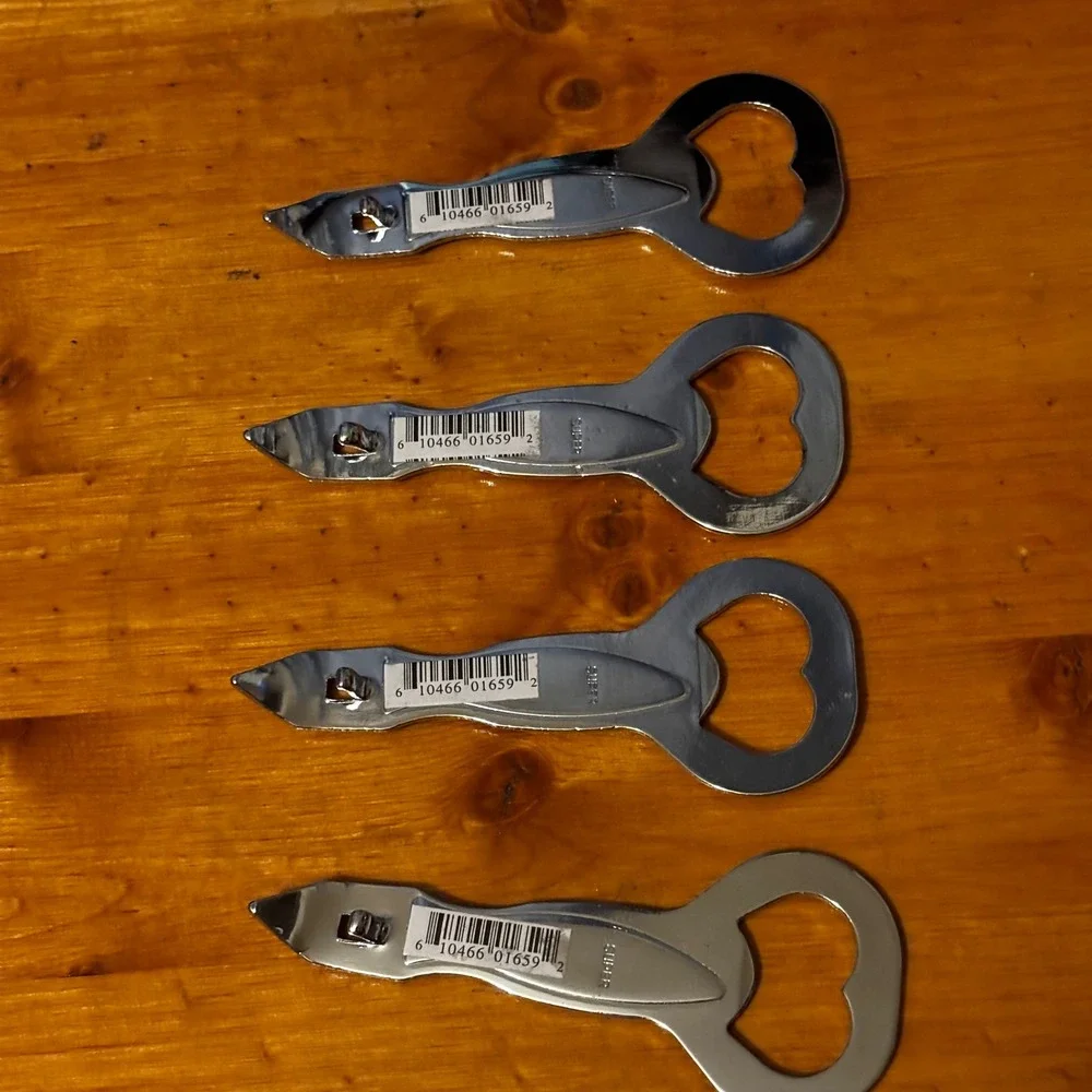 Vintage Stainless Steel Bottle Can Openers (4)‎ Enameled Fish Motifs SET #1